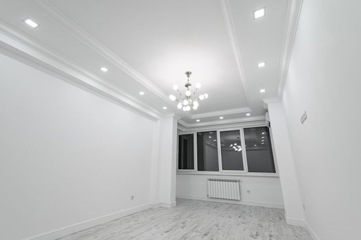 modern white empty room mockup or template with window