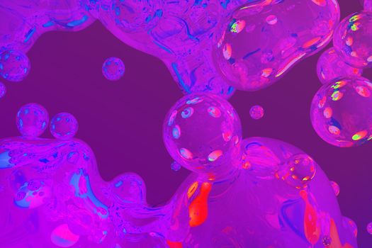 Creative soft focus soap shiny bubbles or liquid abstract gradient background or texture 3D illustration - background design template
