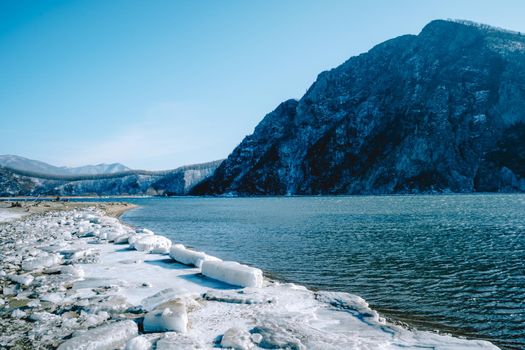 Seascape with a view of the Sister hill. Nakhodka, Russia