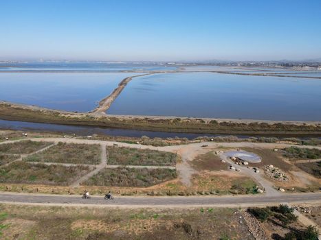 Aerial view of Otay River and San Diego Bay National Refuge from Imperial Beach, San Diego, California, USA