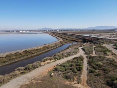 Aerial view of Otay River and San Diego Bay National Refuge from Imperial Beach, San Diego, California, USA
