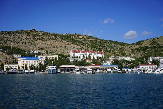 Sevastopol, Russia. Landscape in the Bay of Balaclava under the blue sky in Sunny weather