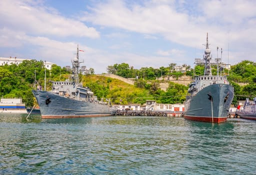 Sevastopol, Crimea. Seascape with views of the coastline and ships.