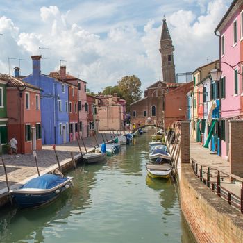 discovery of the city of Venice, Burano and its small canals and romantic alleys, Italy