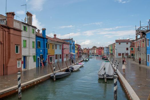 discovery of the city of Venice, Burano and its small canals and romantic alleys, Italy