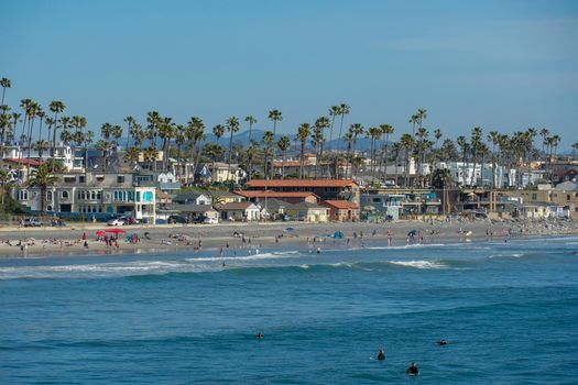 Beautiful summer day at Oceanside beach in San Diego, California. 