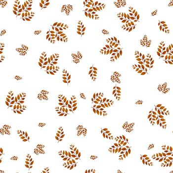 Spring seamless pattern with color sprigs. Vector stock illustration for fabric, textile, wallpaper, posters, paper. Fashion print. Branch with leaves. Doodle style