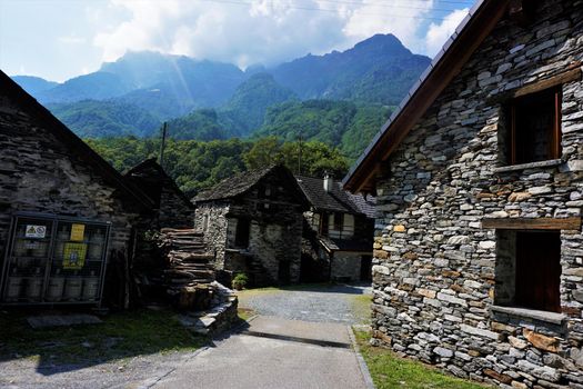 The village center of Frasco, Verzasca Valley, Ticino, Switzerland