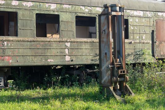 Destroyed railway cars in an abandoned depot in Abkhazia.