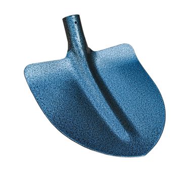 New garden hammer painted shovel. Shovel close-up isolated on a white background.