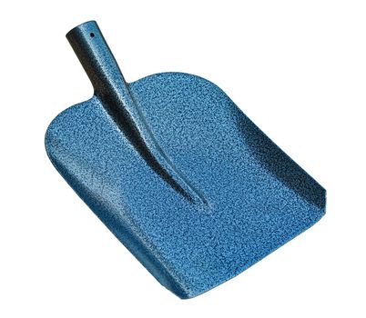 New garden hammer painted shovel. Shovel close-up isolated on a white background.