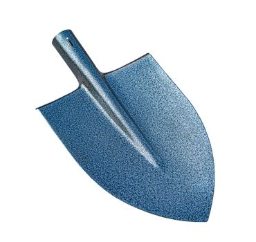 New garden hammer painted shovel. Shovel close-up isolated on a white background.