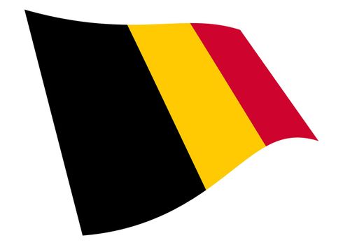 A Belgium waving flag 3d illustration isolated on white with clipping path