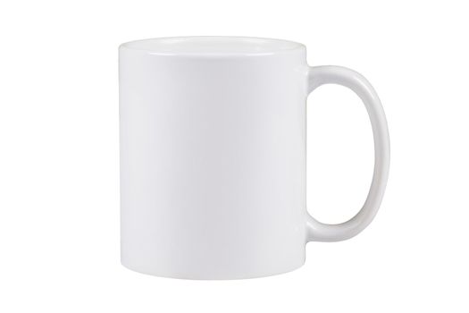 A white coffee mug with copy space on white background with clipping path