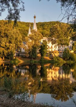 Svyatogorsk, Ukraine 07.16.2020.  The Holy Mountains Lavra of the Holy Dormition in Svyatogorsk or Sviatohirsk, Ukraine, on a sunny summer morning