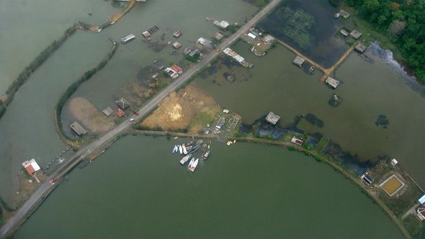 An aerial view of flooded Port Blair city, Andaman and Nicobar Islands, India, Asia.