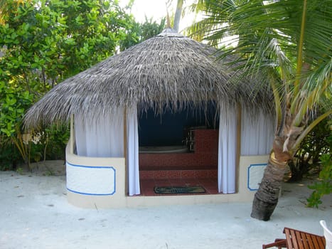 Tropical seaside scenic view in Alifu atoll Maldives
