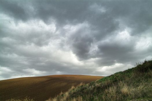 Nature hills landmark under stormy weather