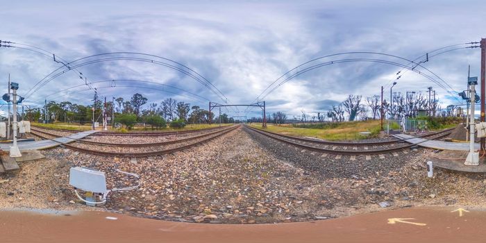 Spherical 360 panorama photograph of the Bell Railway Station in The Blue Mountains in regional New South Wales in Australia