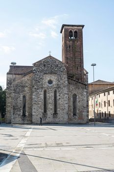 Udine, Italy. February 11, 2020.  Outside view of the ancient church of St. Francis in the city center