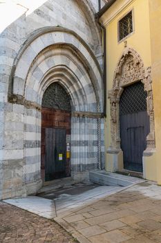 Udine, Italy. February 11, 2020. the baptistery and the museum of the cathedral of St. Mary Annunziata in the city center