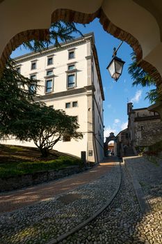 Udine, Italy. February 11, 2020. view of the castle building on the homonymous hill in the city center