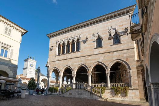 Udine, Italy. February 11, 2020. the Loggia del Lionello, seat of the town hall