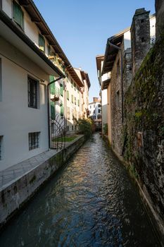 Udine, Italy. February 11, 2020. the millrace that runs through the city center