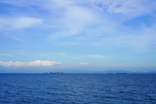 Seascape in blue tones. The natural background.