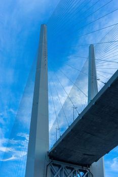 Vladivostok, Russia. City landscape with views of the base of the Golden bridge.