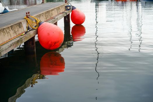 Berth on the background of the water surface. Vladivostok, Russia