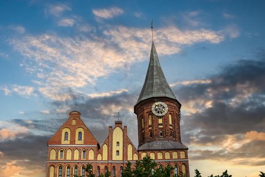 Kaliningrad, Russia. Landscape with views of the Cathedral on the island of Kant.