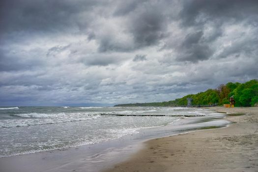 seascape on the Baltic sea in the cold spring weather