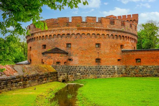 Landscape with a view of the fortress of Palmniken fortress. Kaliningrad, Russia