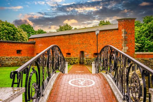 Landscape with a view of the fortress of Palmniken fortress. Kaliningrad, Russia