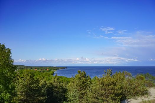 Sea landscape of the Baltic sea with coastal sand dunes of the Curonian spit. beauty of nature