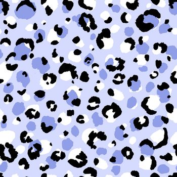 Abstract modern leopard seamless pattern. Animals trendy background. Blue and black decorative vector stock illustration for print, card, postcard, fabric, textile. Modern ornament of stylized skin