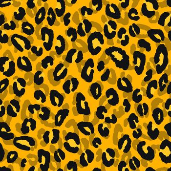 Abstract modern leopard seamless pattern. Animals trendy background. Yellow and black decorative vector stock illustration for print, card, postcard, fabric, textile. Modern ornament of stylized skin.