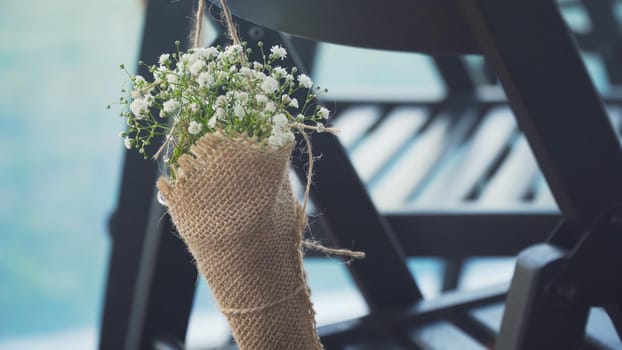 Wedding decorations with flowers. Wedding Ceremony Scene.