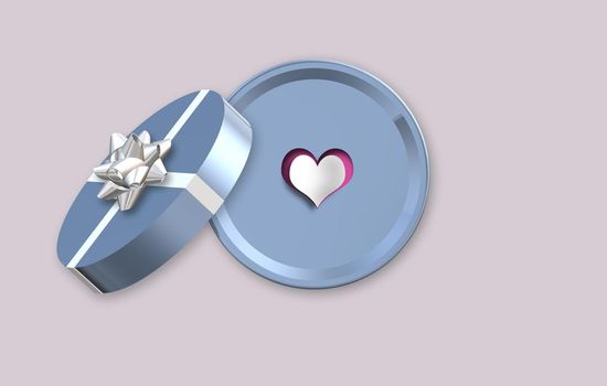 Happy Valentines day, gift box, heart. Love concept, Valentines design. Place for text, mock up 3D illustration