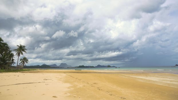 Beach, sea, sand,wave. Tropical beach, blue sky, clouds.. Seascape ocean and beautiful beach paradise Philippines El Nido Travel concept