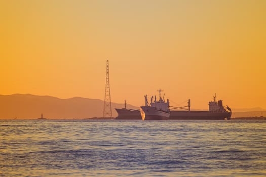 Vladivostok, Russia. Seascape with views of the coastline of the city.