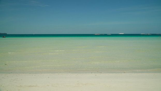 Tropical beach and turquoise water on the island of Boracay, Philippines. Summer and travel vacation concept. Boracay, Philippines