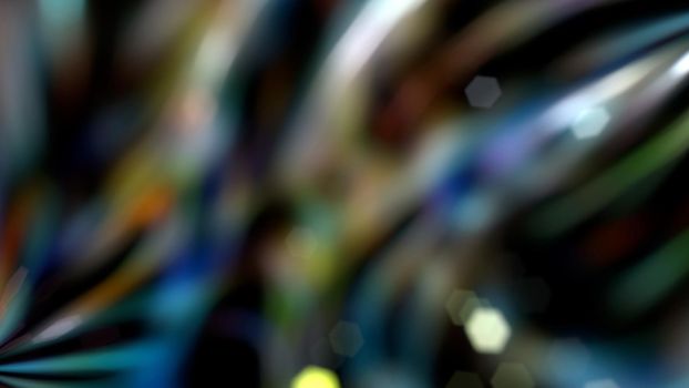 Abstract dark background with rainbow highlights and bokeh. For design and network