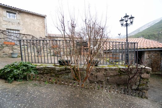 Patio of a village house in winter