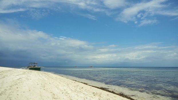 Beach, sea, sand,wave. Tropical beach, blue sky, clouds. Seascape ocean and beautiful beach paradise Philippines Travel concept