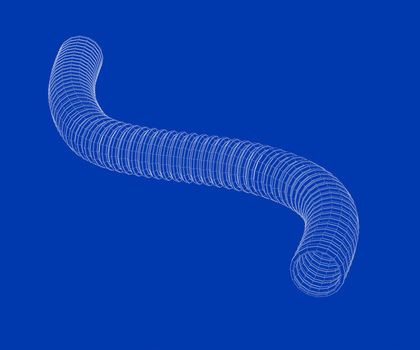 3D wire-frame model of corrugated pipe