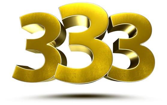 333 numbers 3D illustration on white background with clipping path.