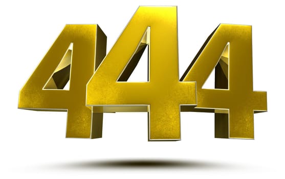 444 numbers 3D illustration on white background with clipping path.