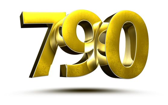 790 numbers 3D illustration on white background with clipping path.